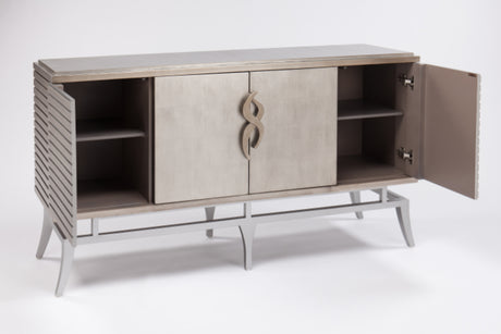 Warm Silverleaf Cabinet 2724-S with Metal Base & Optional Wall Mirror – Artmax - sold by Home Elegance USA