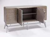 Warm Silverleaf Cabinet 2724-S with Metal Base & Optional Wall Mirror – Artmax - Home Elegance USA