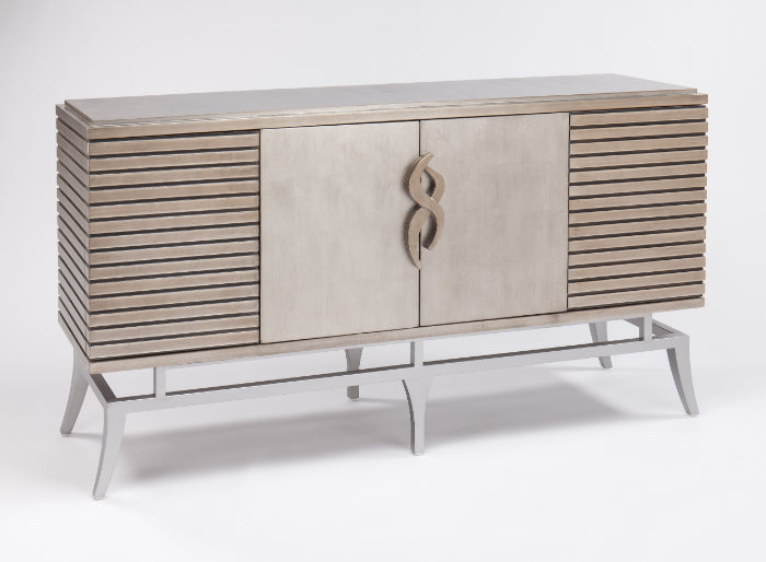 Warm Silverleaf Cabinet 2724-S with Metal Base & Optional Wall Mirror – Artmax - Home Elegance USA