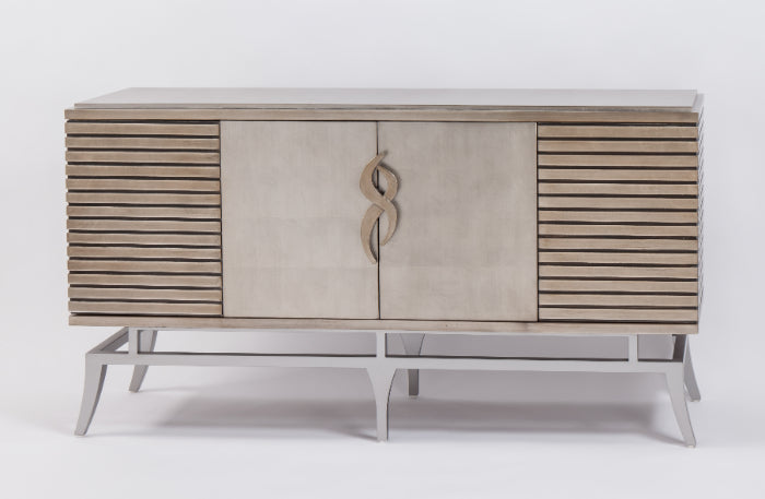 Warm Silverleaf Cabinet 2724-S with Metal Base & Optional Wall Mirror – Artmax - Home Elegance USA