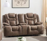 Asher Motion Living Room Set by Cosmos Furniture with power reclining loveseat with console (74×39×42), includes USB ports and LED lights.