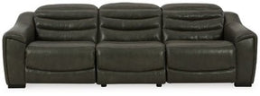 Ashley Dark Gray Center Line U63404S5 3 - Piece Power Reclining Sectional Sofa - Leather | Home Elegance USA