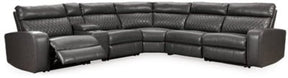 Ashley Gray Samperstone 55203S2 6 - Piece Power Reclining Sectional - Faux Leather | Home Elegance USA