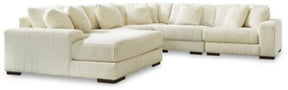 Ashley Ivory Lindyn 21104S6 5 - Piece Sectional with Chaise - Velvet | Home Elegance USA