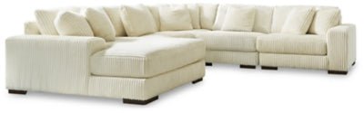 Ashley Ivory Lindyn 21104S6 5 - Piece Sectional with Chaise - Velvet | Home Elegance USA