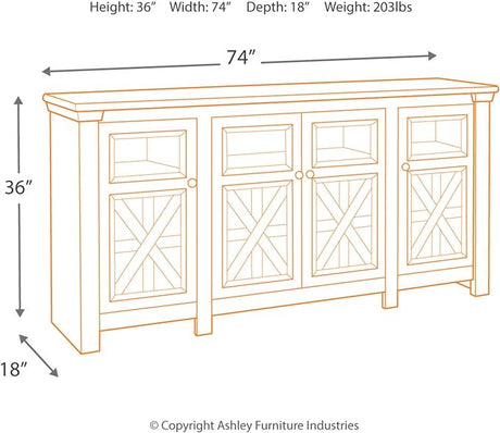 Ashley White/Weathered Gray Bolanburg Extra Large TV Stand W647-60 - Home Elegance USA