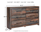 Drystan Six-Drawer Dresser Multi-Color Rustic Finish – Ashley Furniture