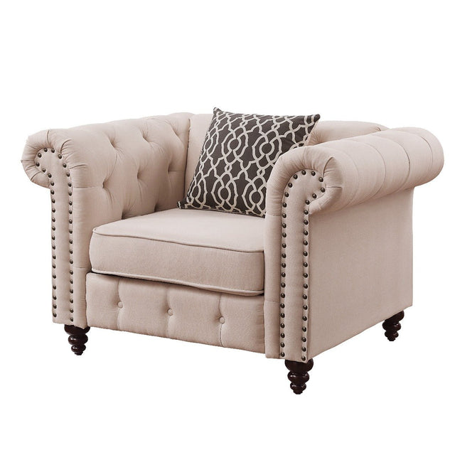 Aurelia Chair W/Pillow 52422 Beige Linen | Acme | Home Elegance USA