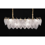 Autumn Rectangular Light Chandelier – Frosted Glass Leaf Design with Gold Accents