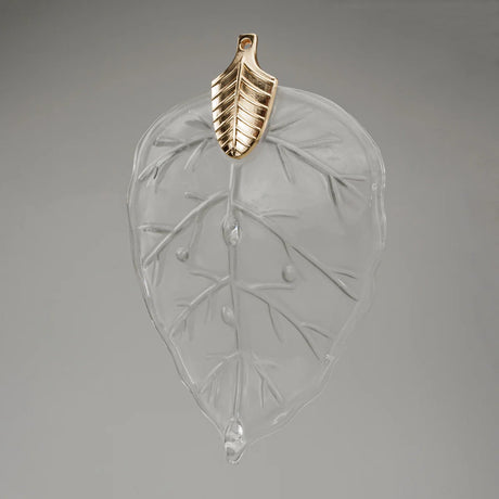 Autumn Rectangular Light Chandelier – Frosted Glass Leaf Design with Gold Accents