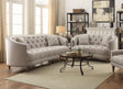 Avonlea Linen-Like Upholstered Tufted Sofa And Loveseat Grey By Coaster Furniture - Home Elegance USA