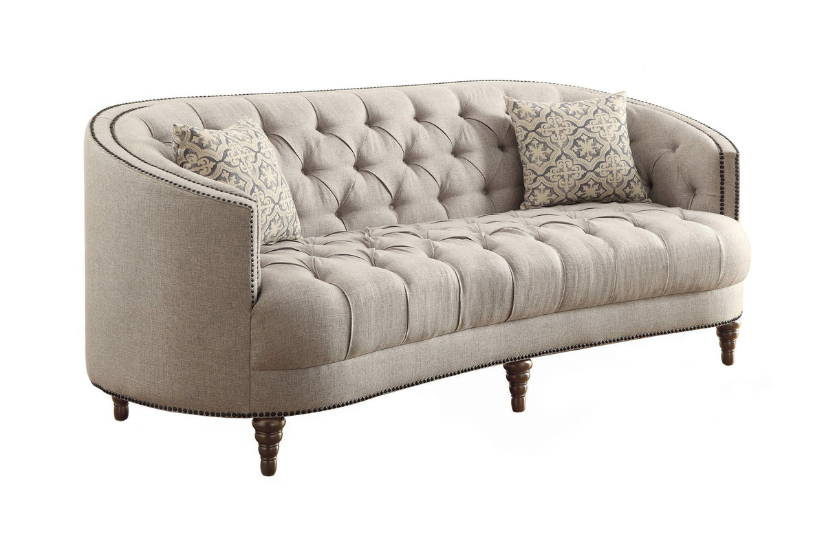 Avonlea Linen-Like Upholstered Tufted Sofa And Loveseat Grey By Coaster Furniture - Home Elegance USA