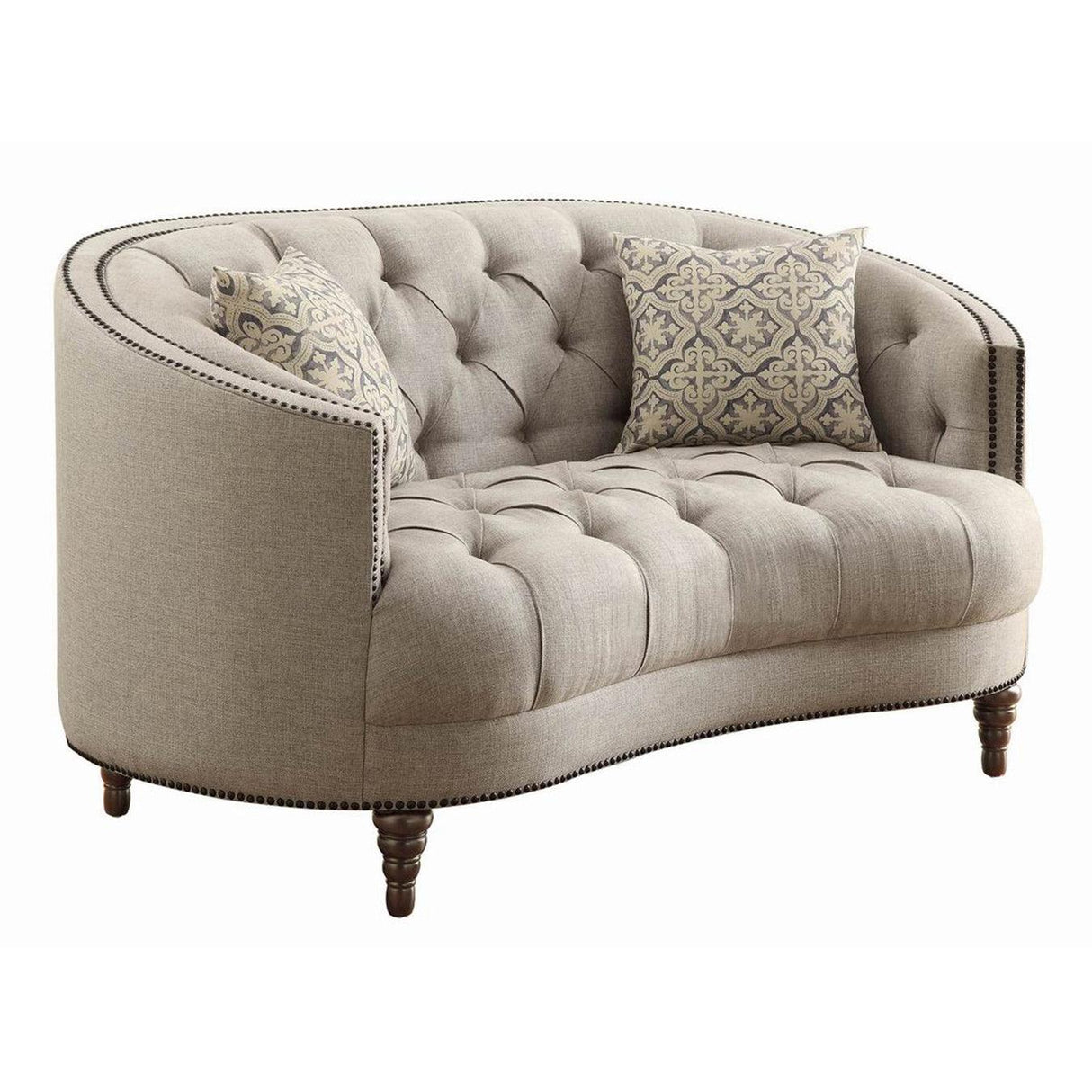 Avonlea Linen-like Upholstered Tufted Sofa and Loveseat Grey by Coaster Furniture Coaster Furniture