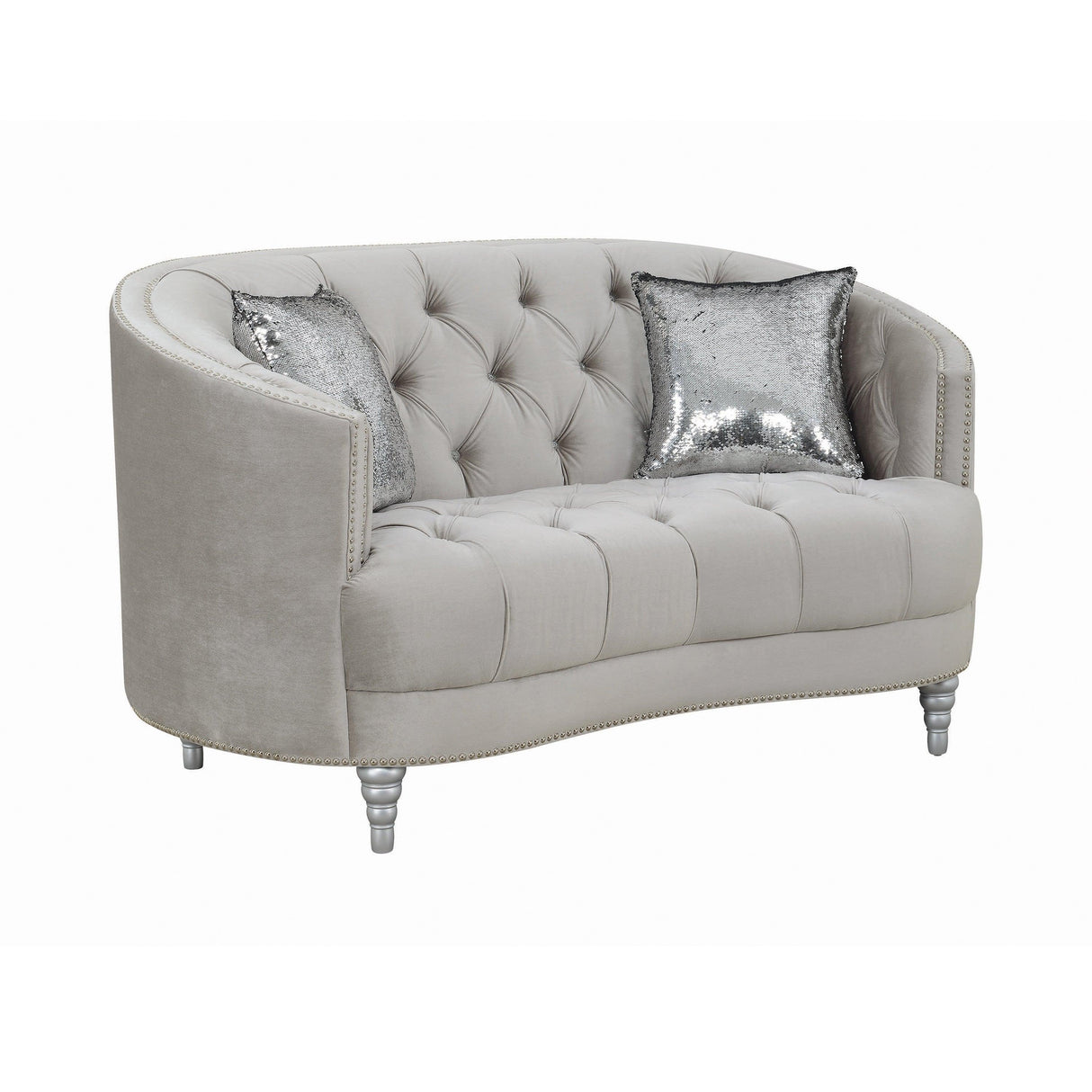 Avonlea Sloped Arm Tufted Loveseat Grey by Coaster Furniture Coaster Furniture