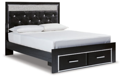 Ashley Black Kaydell B1420B19 Queen Upholstered Panel Storage Platform Bed