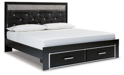 Ashley Black Kaydell B1420B23 King Upholstered Panel Storage Bed