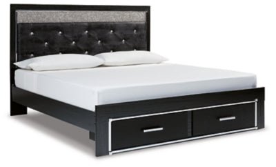 Ashley Black Kaydell B1420B26 King Upholstered Panel Storage Platform Bed - B1420B26 - Home Elegance USA - 1