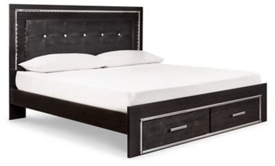 Ashley Black Kaydell B1420B7 King Upholstered Panel Bed with Storage