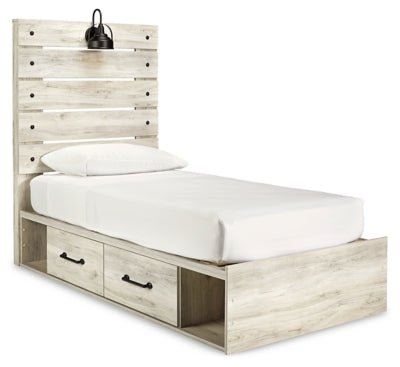 Ashley Whitewash Cambeck B192B21 Twin Panel Bed with 4 Storage Drawers | Home Elegance USA