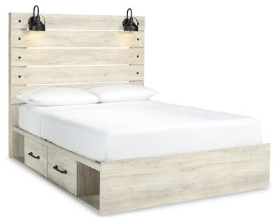 Ashley Whitewash Cambeck B192B17 Queen Panel Bed with 2 Storage Drawers - B192B17 - Home Elegance USA - 1