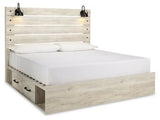 Ashley Whitewash Cambeck B192B19 King Panel Bed with 2 Storage Drawers - B192B19 - Home Elegance USA - 1