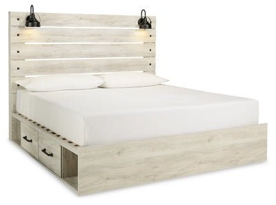 Ashley Whitewash Cambeck B192B27 King Panel Bed with 4 Storage Drawers - B192B27 - Home Elegance USA - 1