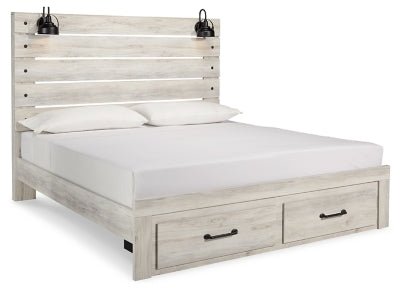 Ashley Whitewash Cambeck B192B31 King Panel Bed with 2 Storage Drawers - B192B31 - Home Elegance USA - 1