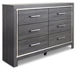 Lodanna Six Drawer Dresser in Gray | Signature Design by Ashley - sold by Home Elegance USA