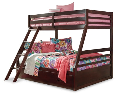 Ashley Dark Brown Halanton B328YB1 Twin over Full Bunk Bed with 1 Large Storage Drawer