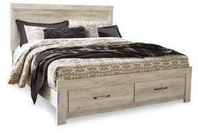 Ashley Whitewash Bellaby B331B9 King Platform Bed with 2 Storage Drawers | Home Elegance USA