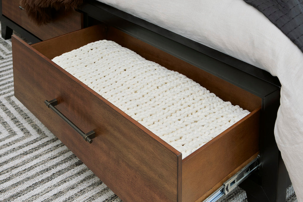 Ashley Kraeburn King Panel Storage Bed Brown & Black | B496B13