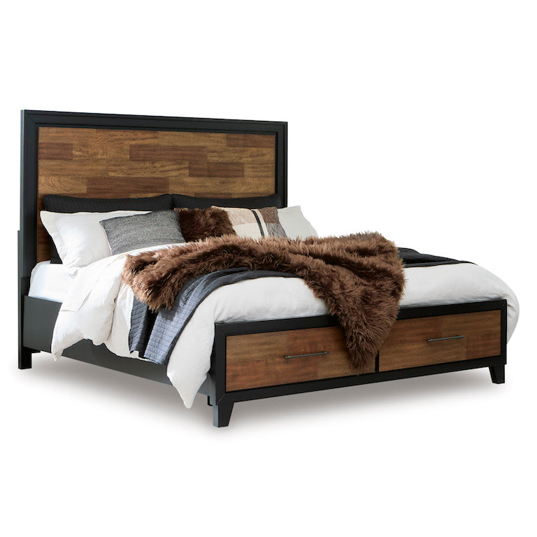 Ashley Kraeburn King Panel Storage Bed Brown & Black | B496B13