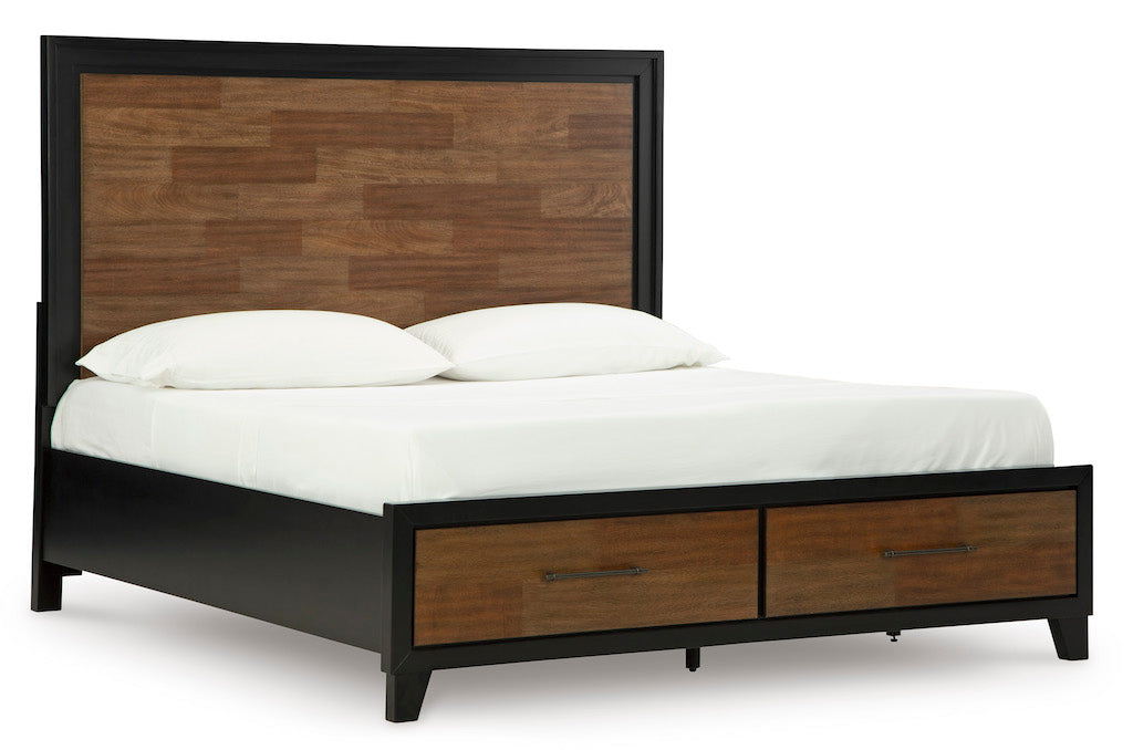 Ashley Kraeburn King Panel Storage Bed Brown & Black | B496B13