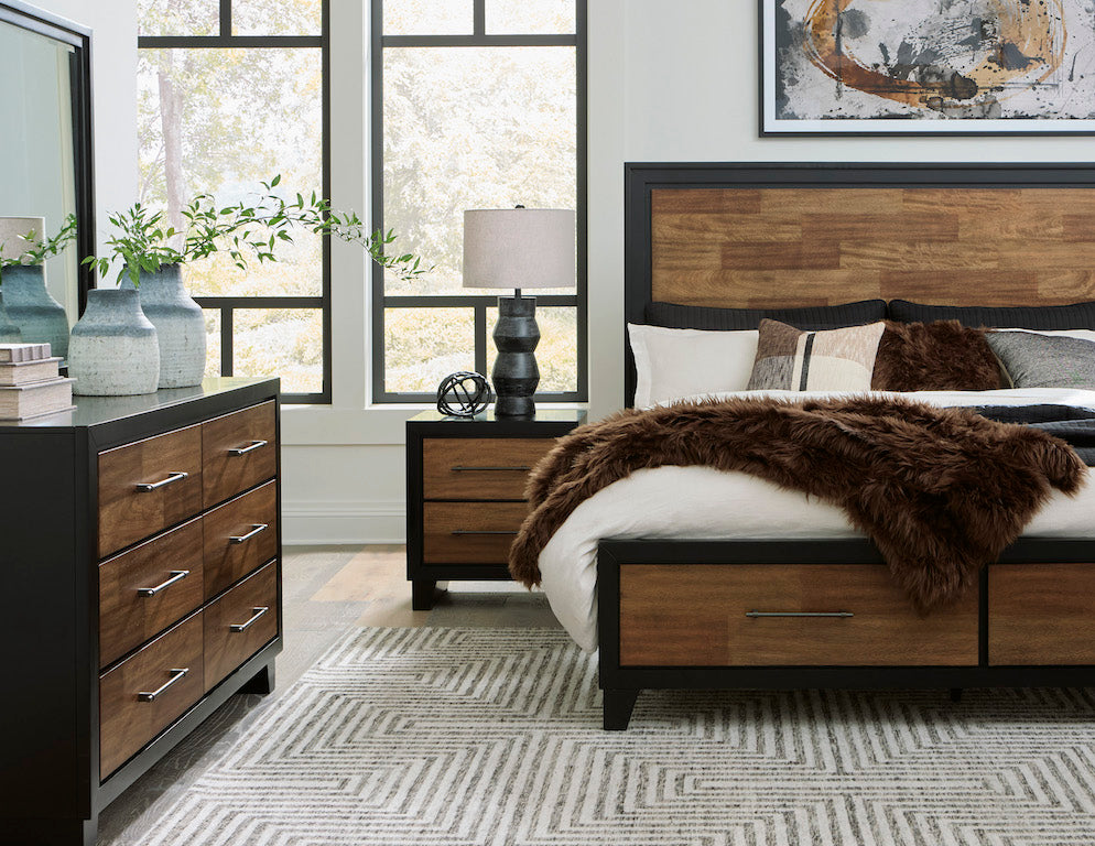 Ashley Kraeburn King Panel Storage Bed Brown & Black | B496B13
