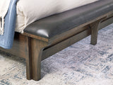 Shawbeck Queen Panel Bed Dark Brown Wood with Upholstered Bench – Benchcraft