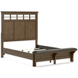 Shawbeck Queen Panel Bed Dark Brown Wood with Upholstered Bench – Benchcraft - sold by Home Elegance USA