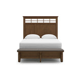 Shawbeck Queen Panel Bed Dark Brown Wood with Upholstered Bench – Benchcraft