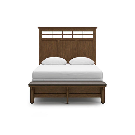 Shawbeck Queen Panel Bed Dark Brown Wood with Upholstered Bench – Benchcraft - sold by Home Elegance USA