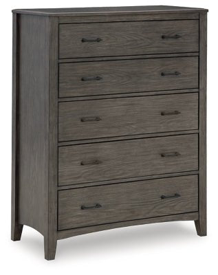 Ashley Grayish Brown Montillan Five Drawer Chest | Home Elegance USA