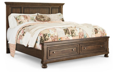 Ashley Medium Brown Flynnter B719B13 Queen Panel Bed with 2 Storage Drawers