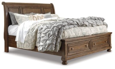 Ashley Medium Brown Flynnter B719B10 California King Sleigh Bed with 2 Storage Drawers - B719B10 - Home Elegance USA - 1