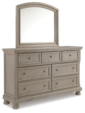 Ashley Light Gray Lettner B733B1 Dresser and Mirror