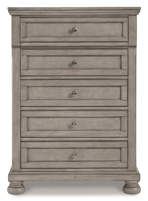Ashley Light Gray Lettner Five Drawer Chest - Home Elegance USA