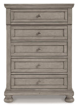 Ashley Light Gray Lettner Five Drawer Chest - Home Elegance USA