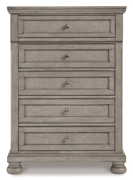 Ashley Light Gray Lettner Five Drawer Chest - Home Elegance USA