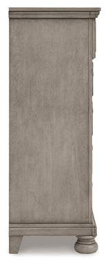 Ashley Light Gray Lettner Five Drawer Chest - Home Elegance USA