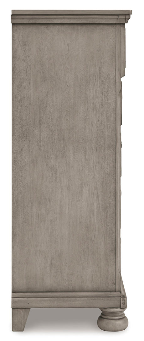 Ashley Light Gray Lettner Five Drawer Chest - Home Elegance USA