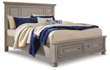 Ashley Light Gray Lettner B733B31 Queen Panel Storage Bed