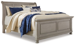 Ashley Light Gray Lettner B733B34 King Sleigh Bed
