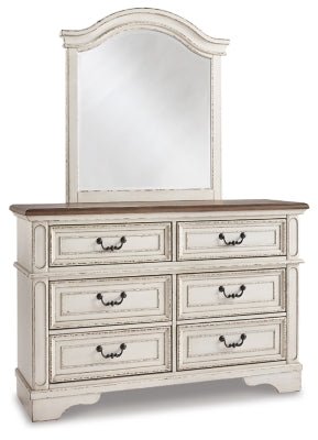 Ashley Chipped White Realyn B743B12 Dresser and Mirror | Home Elegance USA